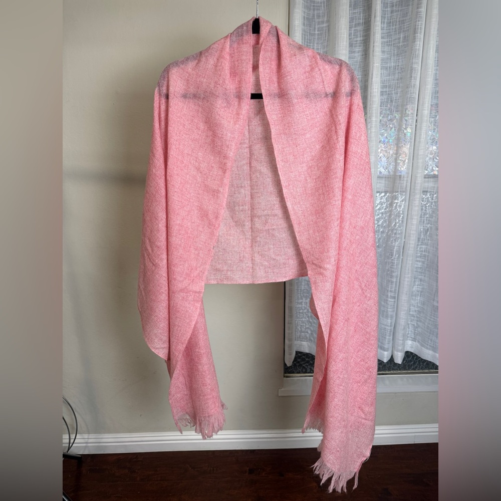 Nordstrom Cashmere Scarf, One Size, Pink Wrap with Fringe